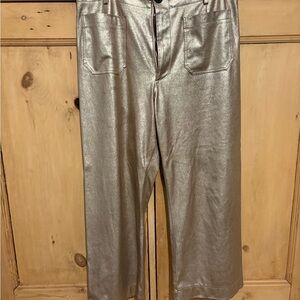 Anthropologie Metallic Cropped Pants